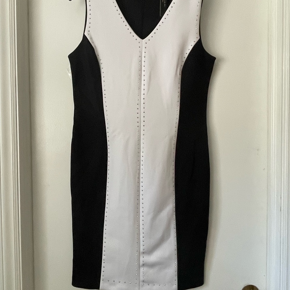 Black and White Tahari Sleeveless Dress